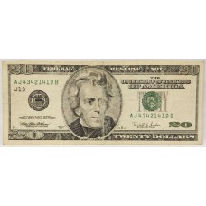 UNITED STATES OF AMERICA 1996 . TWENTY 20 DOLLARS BANKNOTE . ERROR . MISSING INK BOTH SIDES